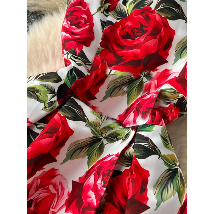 Damen A-Linien Kleid mit floralen Mustern und schwingendem Saum Drune