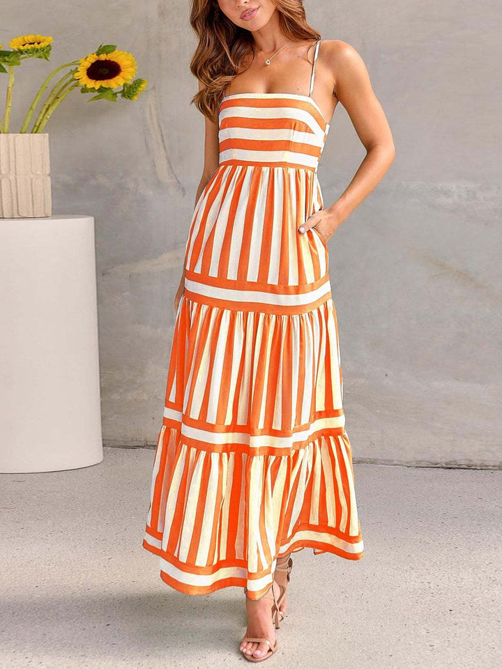 Damen luftiges Maxikleid mit Streifen Drune