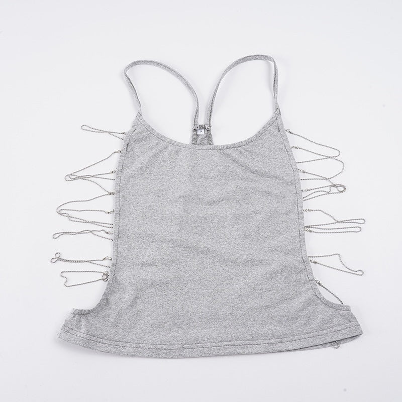 Damen lässiges Sporttop mit verstellbaren Trägern und dekorativem Detail Drune