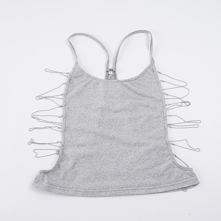 Damen lässiges Sporttop mit verstellbaren Trägern und dekorativem Detail Drune