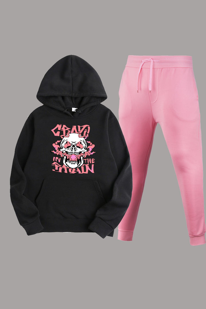 Damen Hoodie und Jogginghose Set mit auffälligem Grafikschema Drune