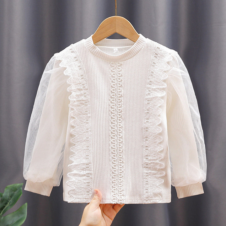 Damen Sweatshirt mit Tüllärmeln und Rüschendetails Drune