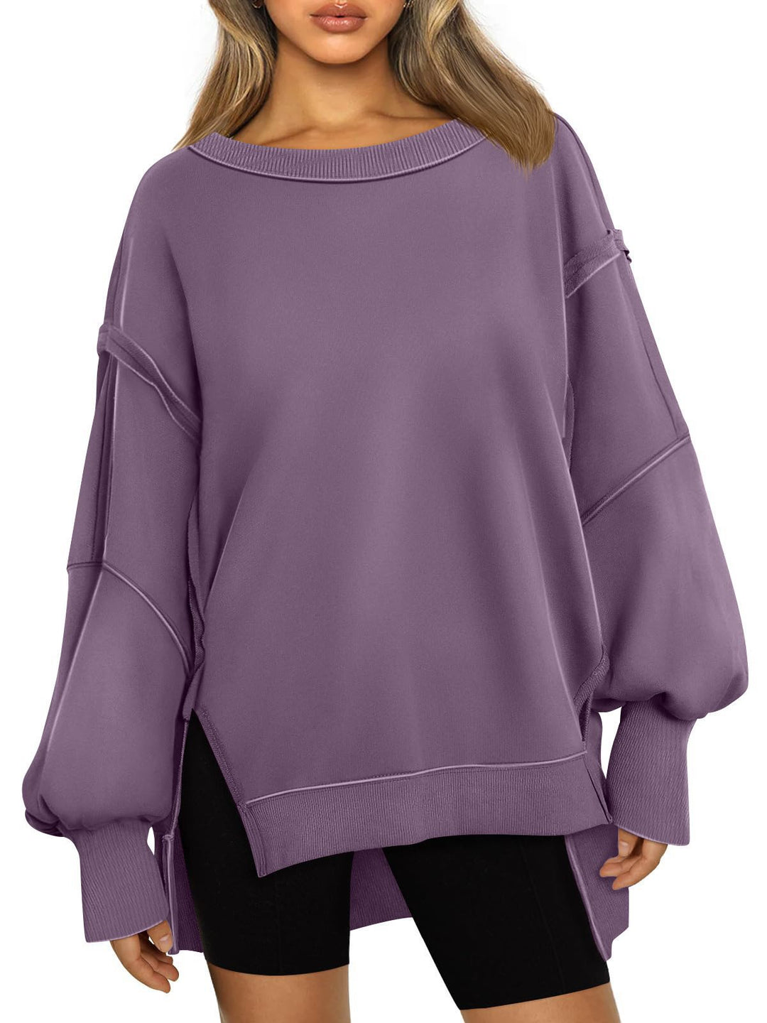 Damen oversized Sweatshirt mit ballonförmigen Ärmeln Drune