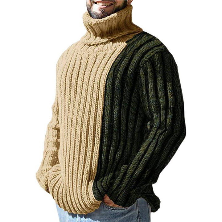 Herren Strickpullover mit modernem Stehkragen und farblich abgesetztem Design Drune