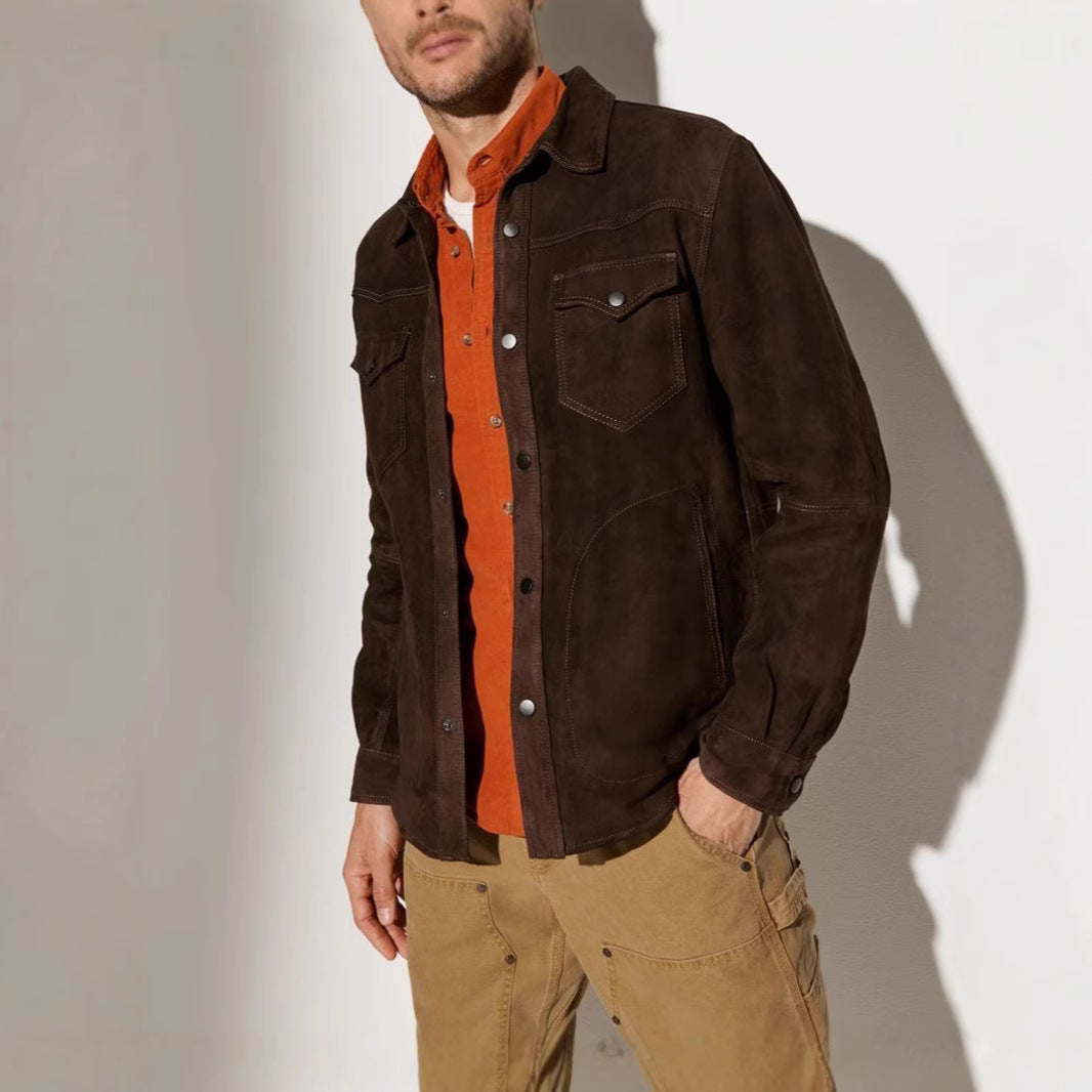 Herren Wildlederjacke im modernen Schnitt mit praktischen Taschen Drune