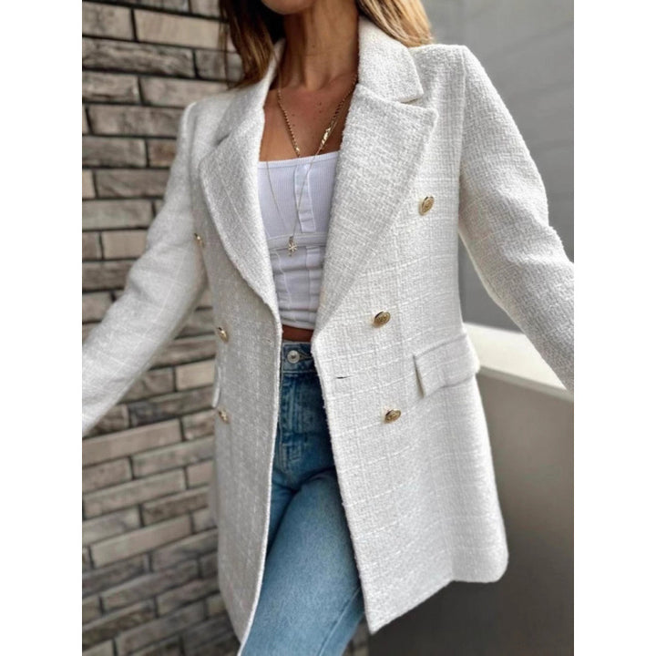 Damen Eleganter Blazer mit doppelter Knopfleiste und strukturiertem Stoff Drune