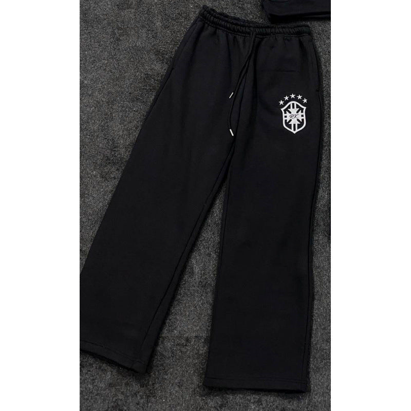 Damen nan weite Jogginghose mit elastischem Bund, Tunnelzug und gesticktem Emblem Drune