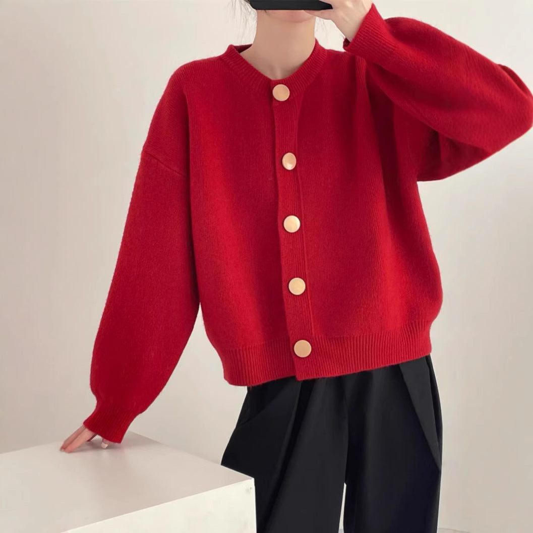 Damen Strickjacke mit komfortablem Schnitt und eleganten Knopfdetails Drune