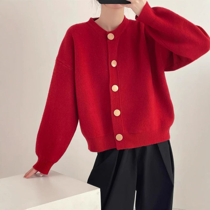 Damen Strickjacke mit komfortablem Schnitt und eleganten Knopfdetails Drune