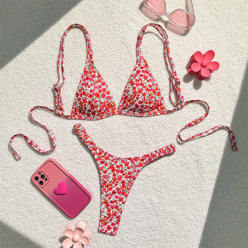 Damen Triangel-Bikini mit verspieltem Blumendesign Drune