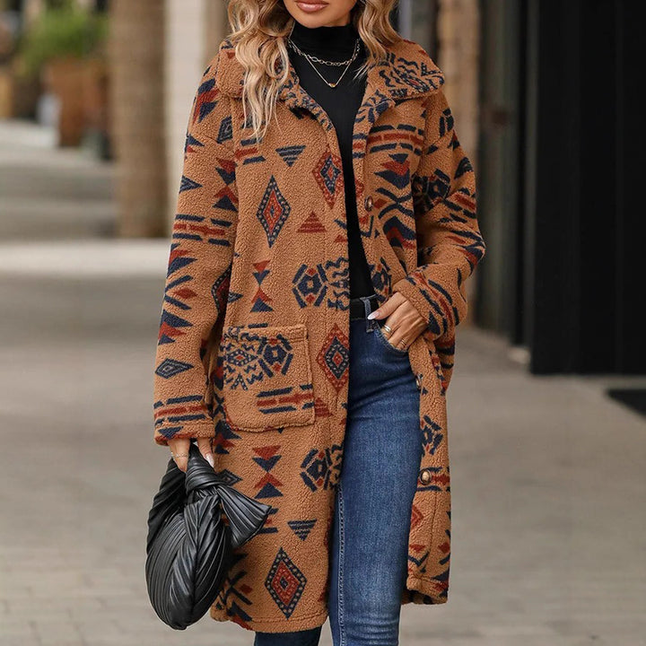 Damen Langarmlange Jacke mit geometrischem Muster Drune