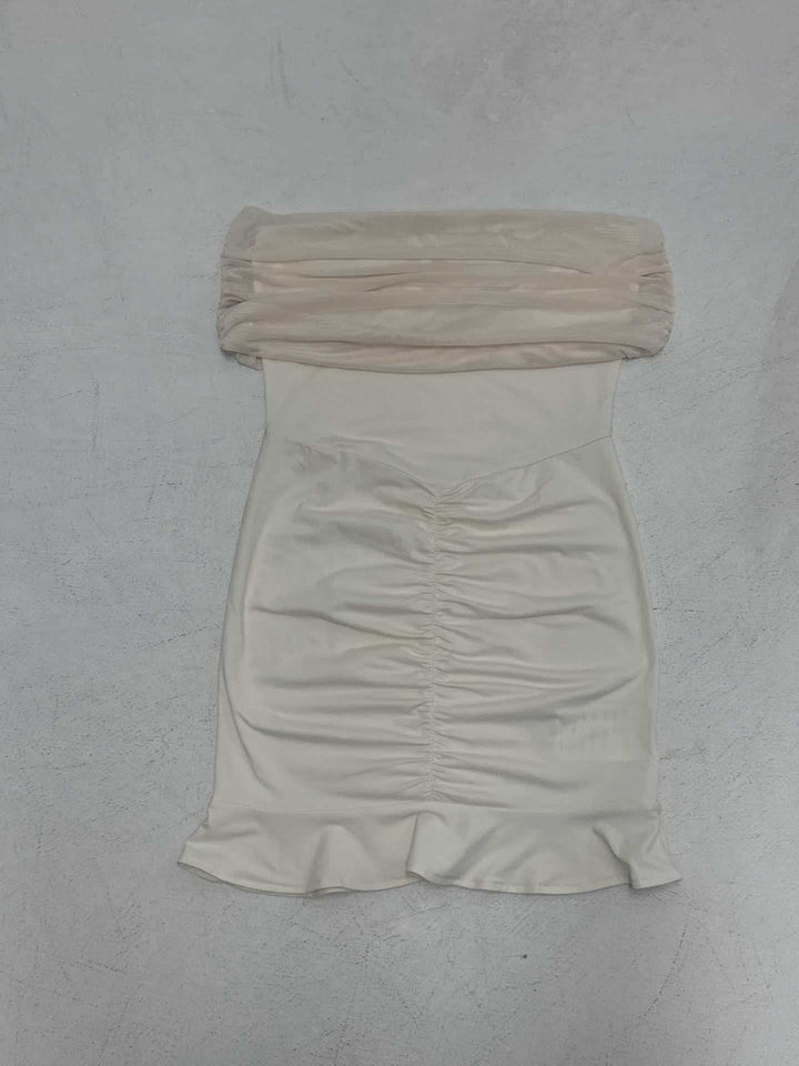 Damen figurbetontes Minikleid mit voluminösen Puffärmeln und Rüschensaum Drune