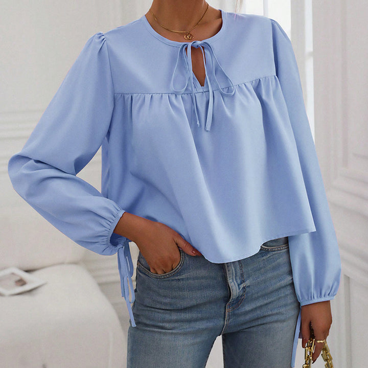 Damen Bluse mit dekorativem Bindeband und lässigem Schnitt Drune
