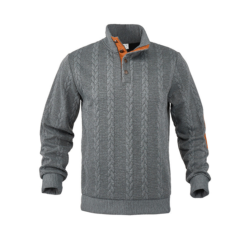 Herren Strickpullover mit modischem Stehkragen und kontrastierenden Knopfdetails Drune