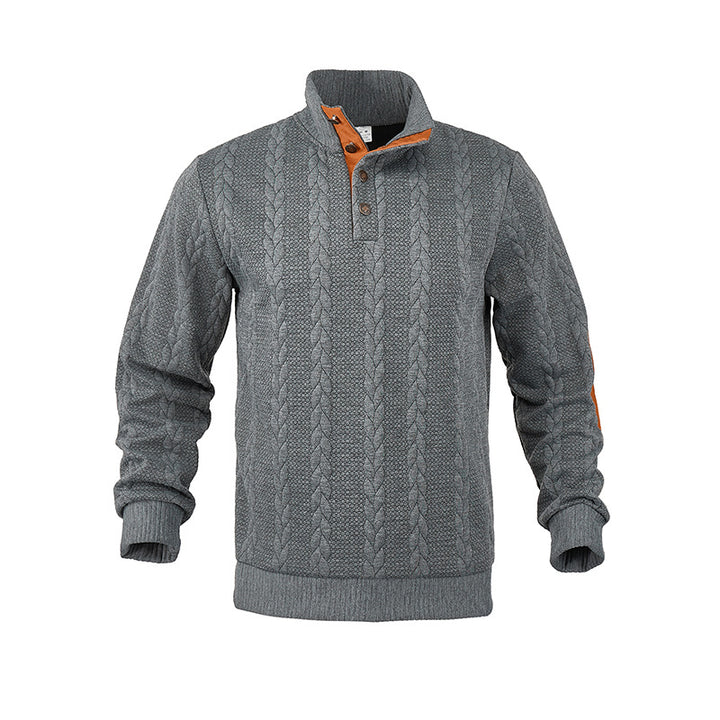 Herren Strickpullover mit modischem Stehkragen und kontrastierenden Knopfdetails Drune