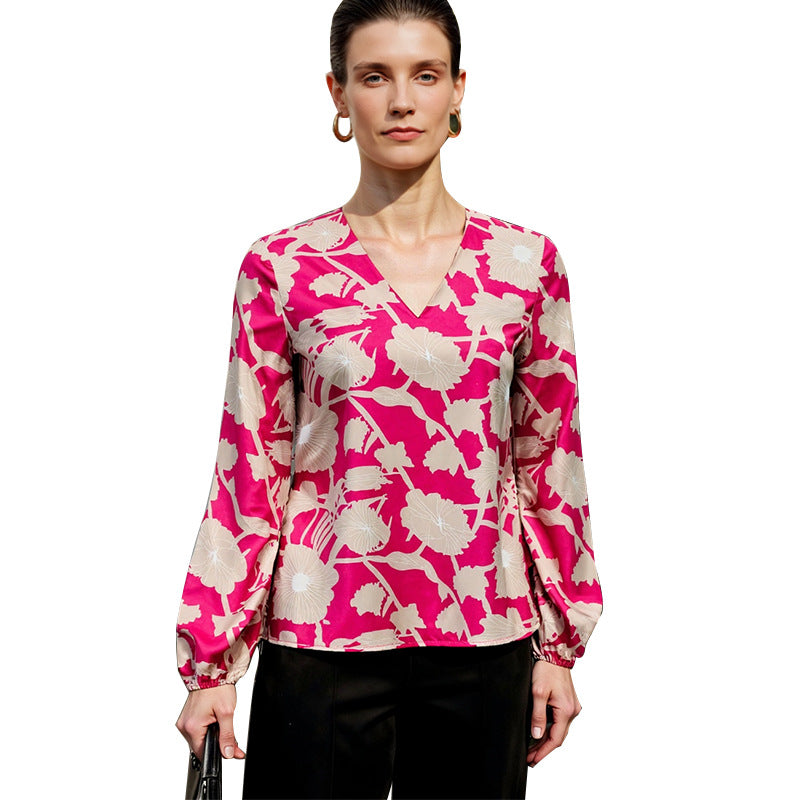 Damen Bluse mit floralem Muster und weich fließendem Stoff Drune