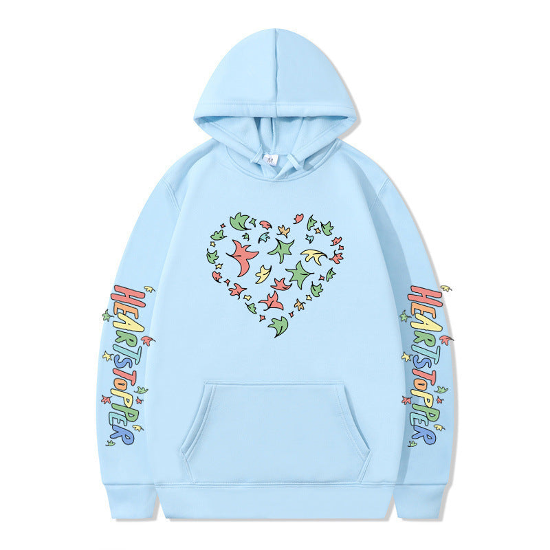 Damen Kapuzenpullover mit kreativem Herz- und Blattmotiv Drune