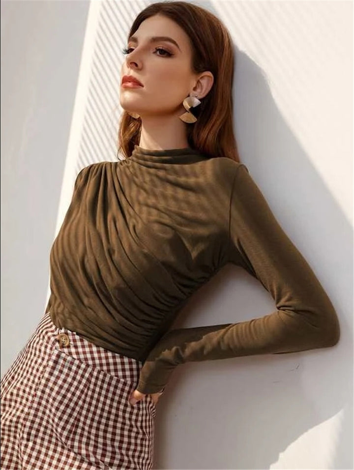 Damen Langarm-Shirt mit elegantem Wickeldesign Drune