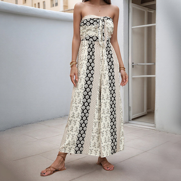 Damen Maxi-Kleid mit floralem Design und elastischem Taillengürtel Drune