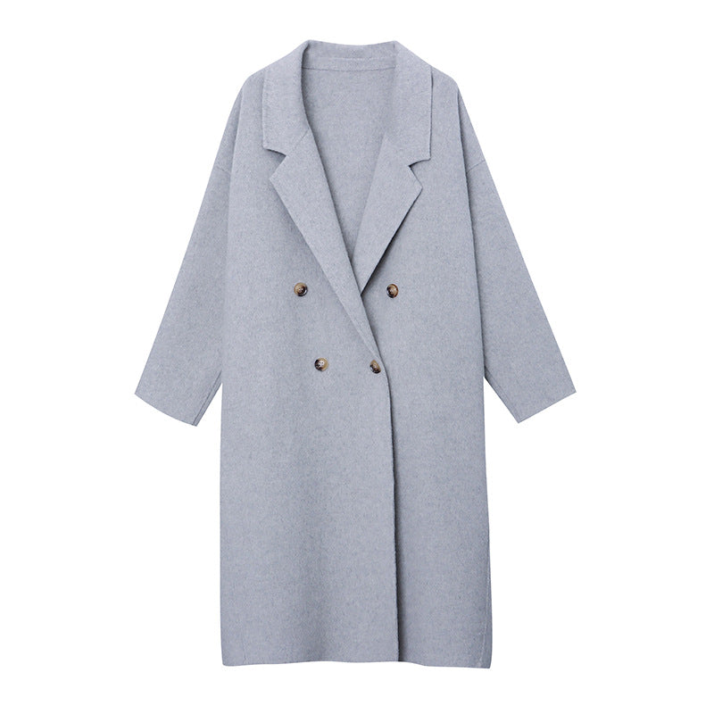 Damen Eleganter Wollmantel mit doppelter Knopfleiste Drune