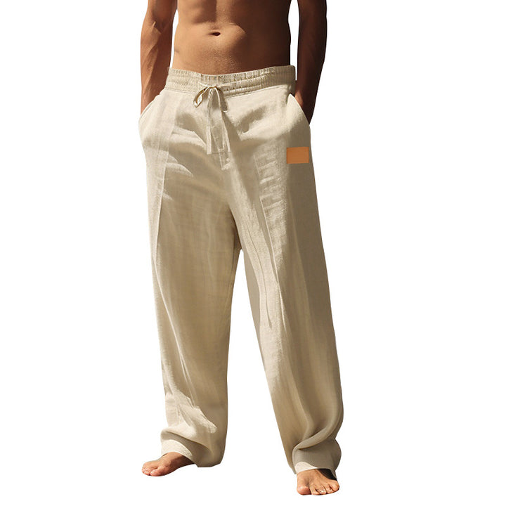 Herren nan extraweite Leinen-Relaxhose mit verstärktem Komfortbund, Kordelzug und tiefen Eingrifftaschen Drune