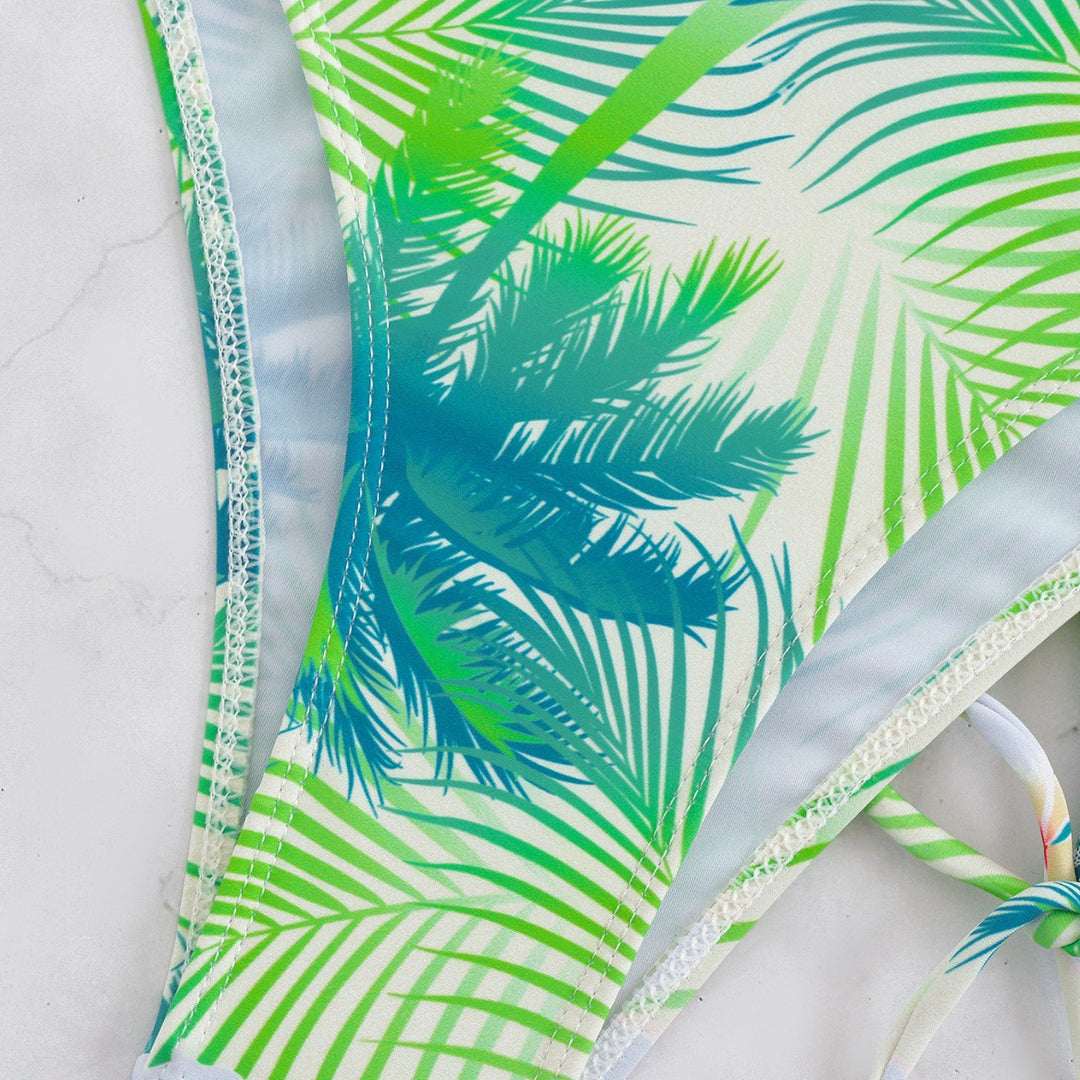 Damen Bikini-Set mit elegantem Wickelrock und tropischem Design Drune