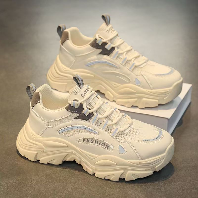 Damen modische chunky Sneakers mit atmungsaktiver Obermaterialstruktur und rutschfester Sohle Drune
