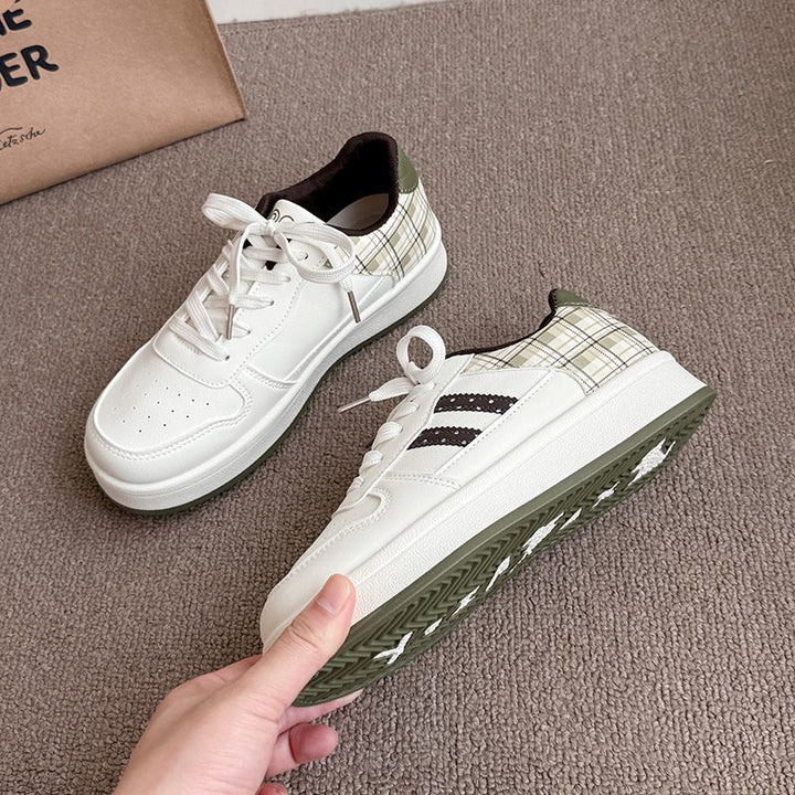 Damen modische Sneakers mit kariertem Einsätzen und gepolsterter Sohle Drune