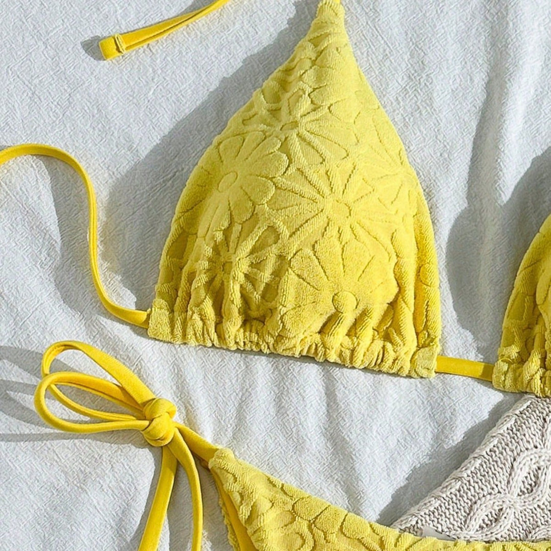 Damen Triangel-Bikini mit floraler Stickerei Drune