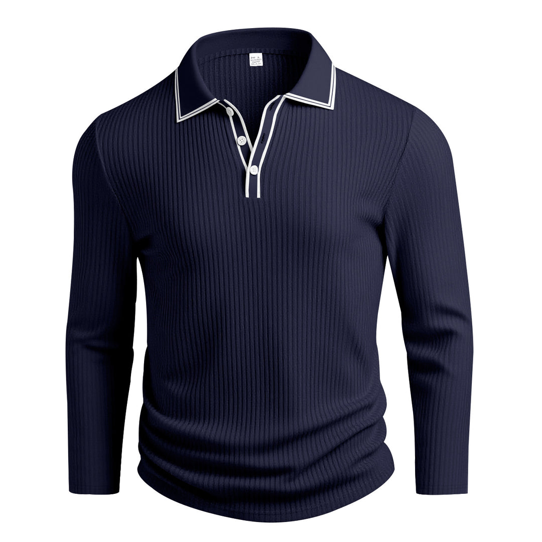 Herren Langarm-Polohemd mit strukturiertem Design Drune