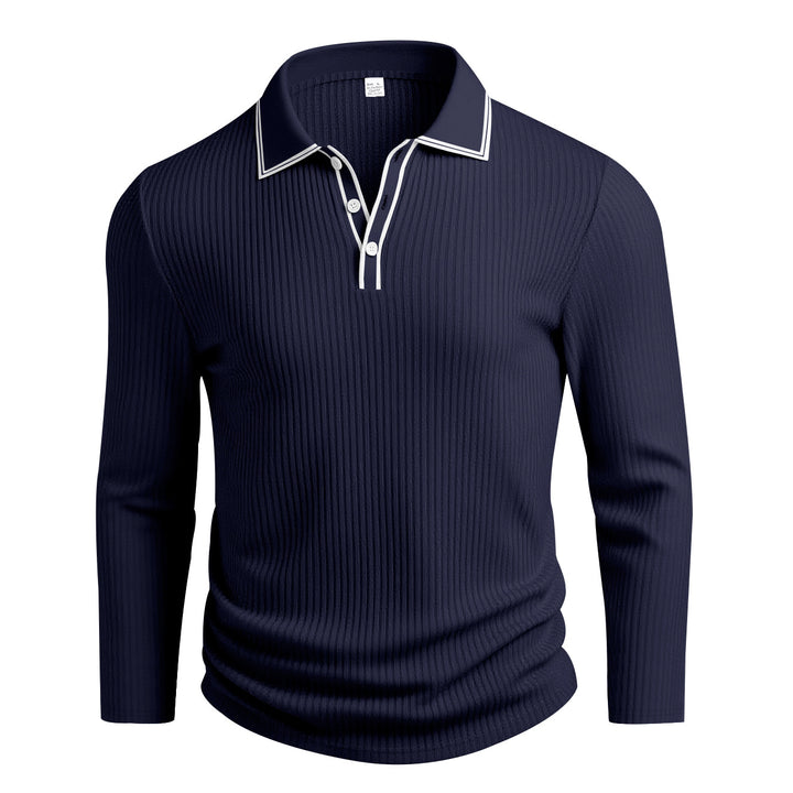 Herren Langarm-Polohemd mit strukturiertem Design Drune