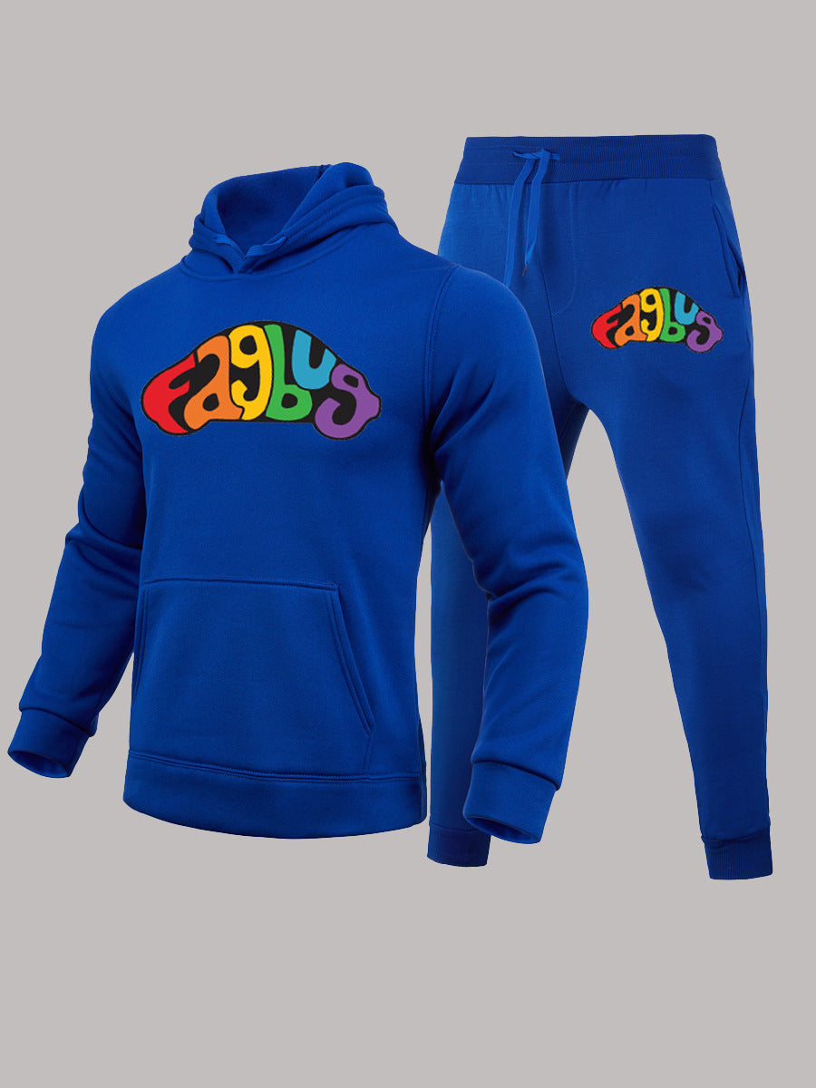 Herren Hoodie und Jogginghose Set mit auffälligem Neon-Logo Drune