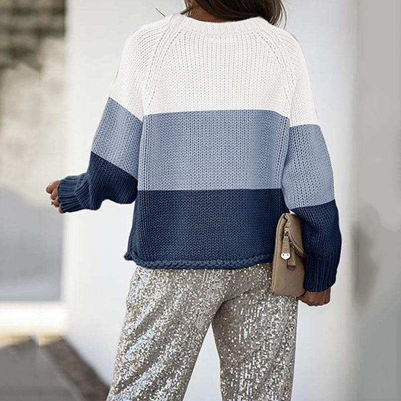 Drune | Zweifarbiger Strickpullover mit Blockmuster Acryl Lässig und Komfortabel