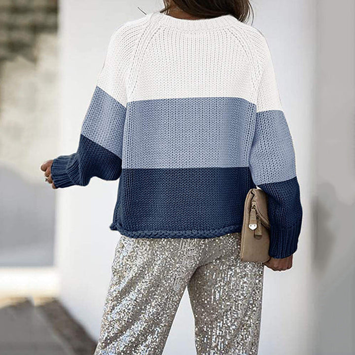 Drune | Zweifarbiger Strickpullover mit Blockmuster Acryl Lässig und Komfortabel