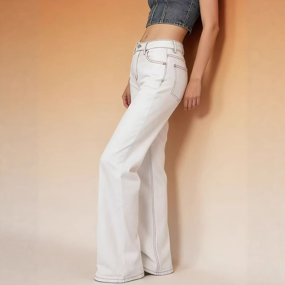 Damen Flared Jeans mit hohem Bund und eleganten Nahtdetails Drune
