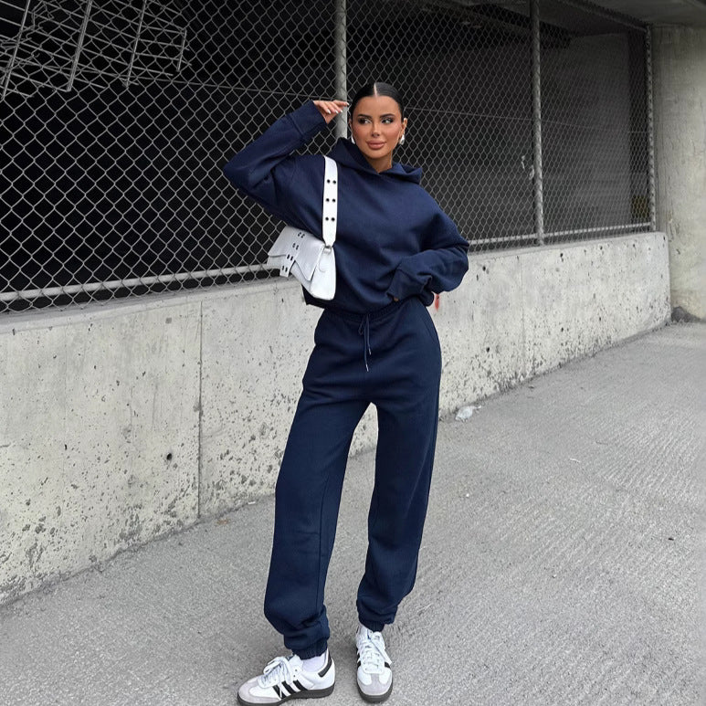 Damen bequeme und stylische Sport-Hoodie-Kombination Drune