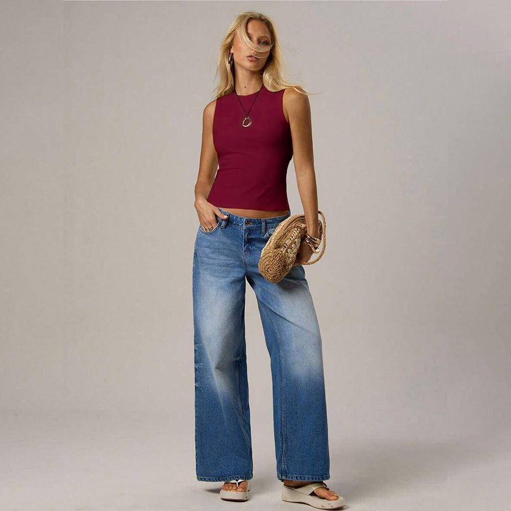 Damen figurbetontes Tanktop mit elegantem Ausschnitt und verstellbaren Trägern Drune