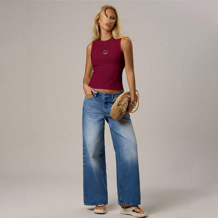 Damen figurbetontes Tanktop mit elegantem Ausschnitt und verstellbaren Trägern Drune