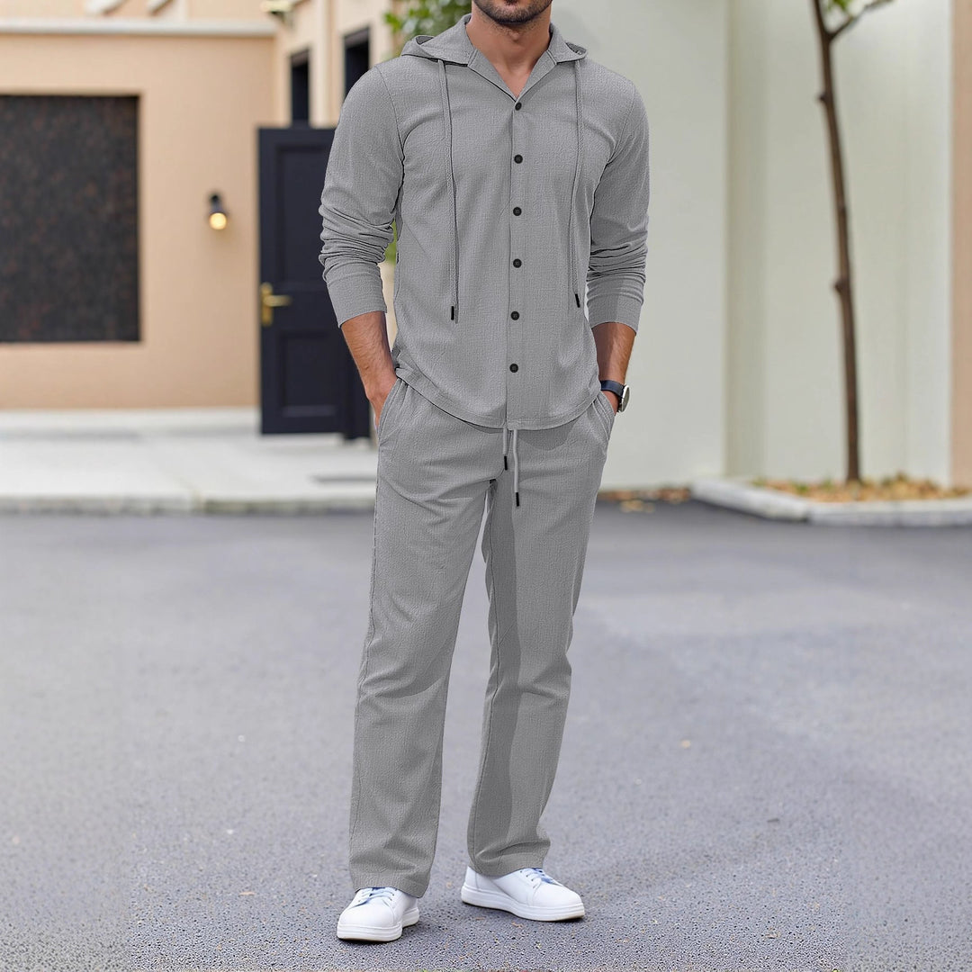 Herren lässiges Kapuzenshirt mit praktischen Taschen und Jogginghose Drune