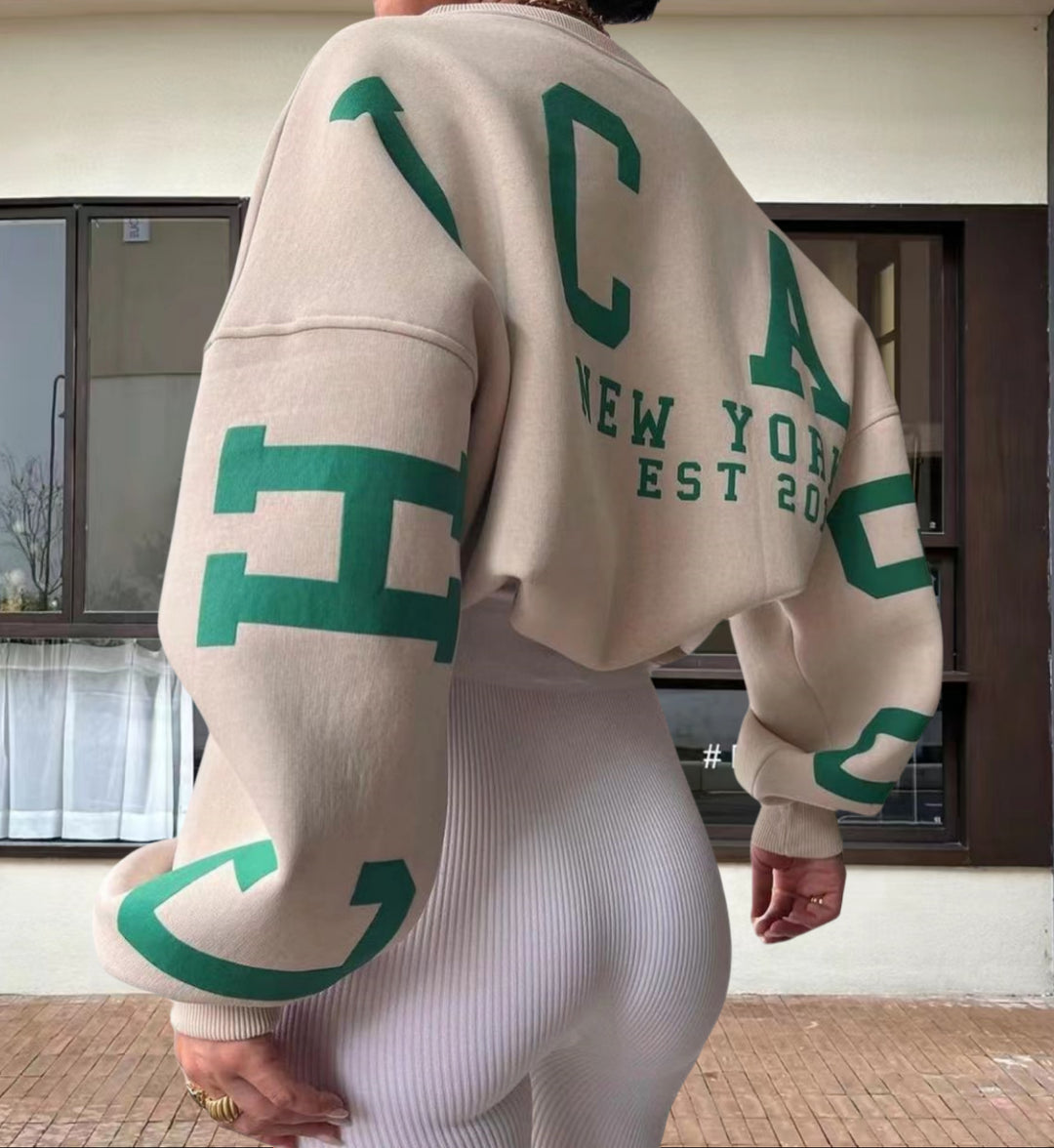 Damen Oversized Sweatshirt mit grafischen Akzenten Drune