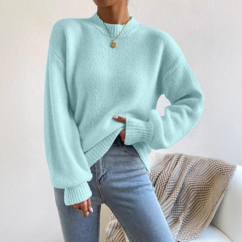 Damen lässiger Oversized-Pullover mit hohem Kragen und strukturiertem Design Drune