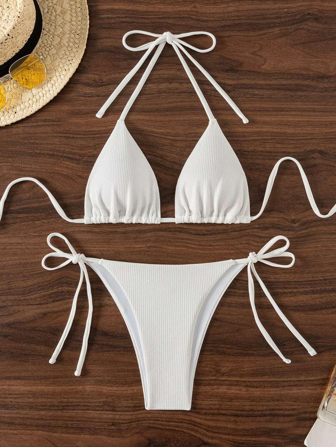 Damen Triangel-Bikini mit verstellbaren Riemen und raffinierten Details Drune