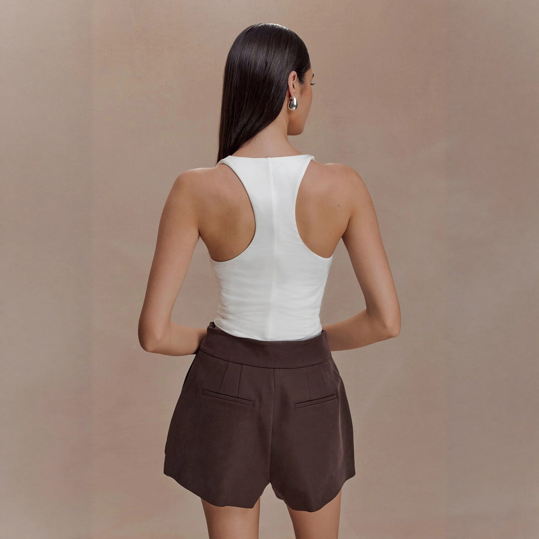 Damen Raffiniertes Top mit tiefem V-Ausschnitt und femininem Rüschendetail Drune