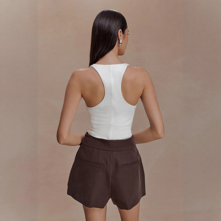 Damen Raffiniertes Top mit tiefem V-Ausschnitt und femininem Rüschendetail Drune