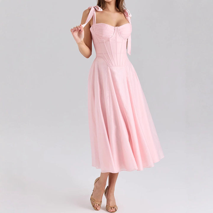 Damen Elegantes Midikleid mit schulterfreien Trägern Drune