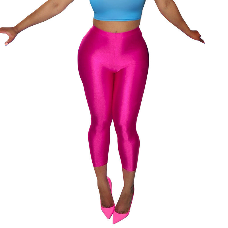 Damen Figurbetonte Capri-Leggings mit Hochbund und luxuriösem Glanz Drune