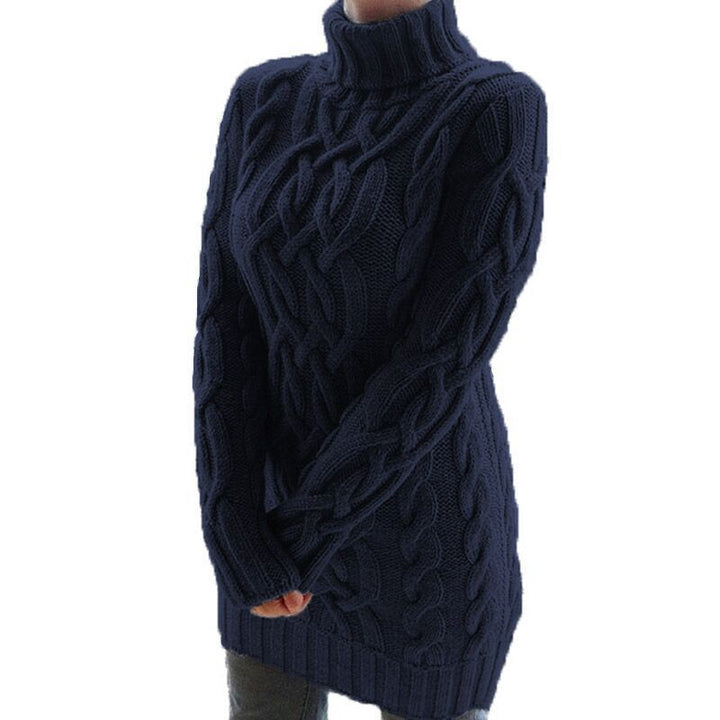 Damen Strickpullover mit hochgeschlossenem Kragen und ausgefallenem Zopfmuster Drune