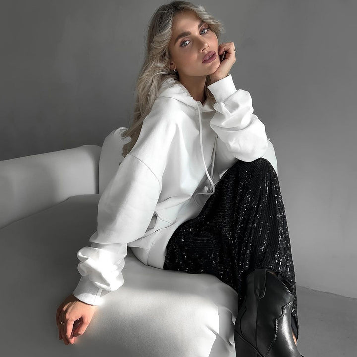 Damen Oversized Hoodie mit statementartigem Schriftzug Drune