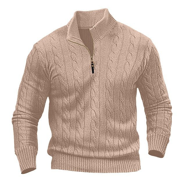 Herren Strickpullover mit hohem Kragen und strukturiertem Zopfdesign Drune