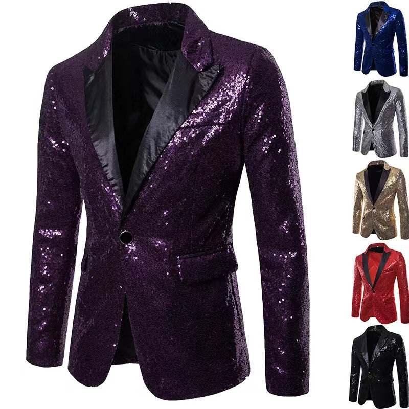 Herren schimmernder Pailletten Blazer Drune